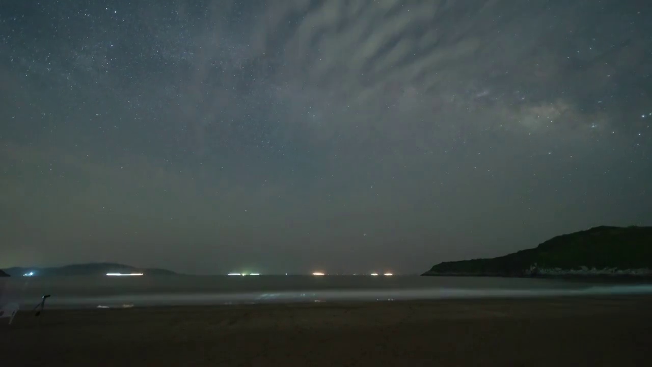 宁波象山鹤浦大沙沙滩银河升起视频素材