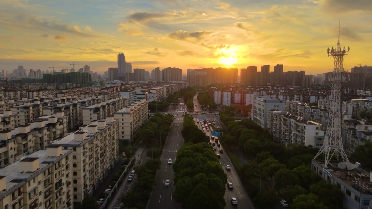 宁波三江口玉米楼日落夜景视频素材