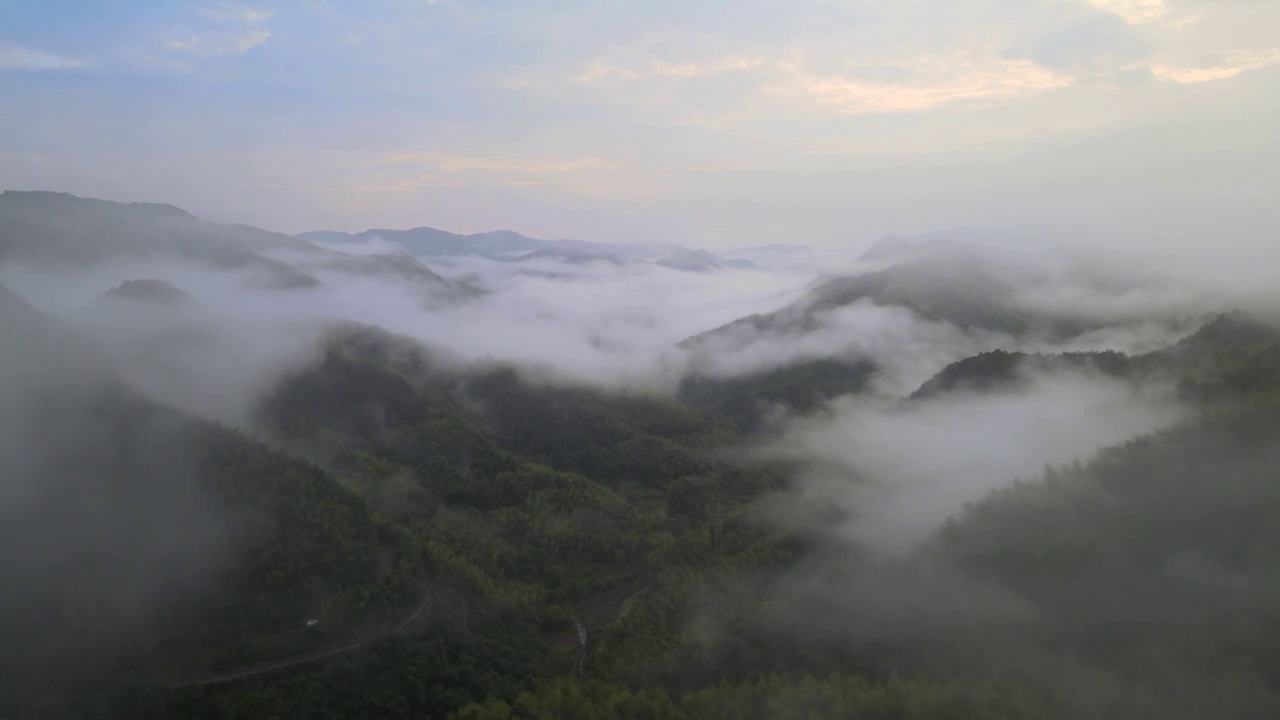 宁波四明山白鹿观景台日出云海视频素材