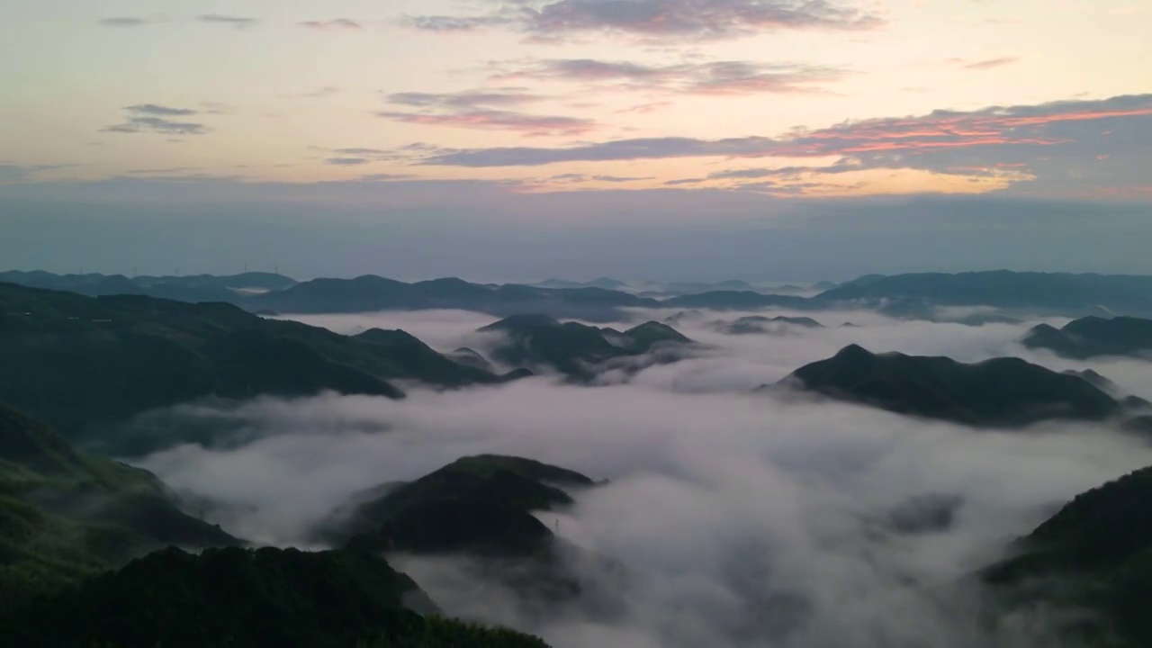 宁波四明山白鹿观景台日出云海视频素材