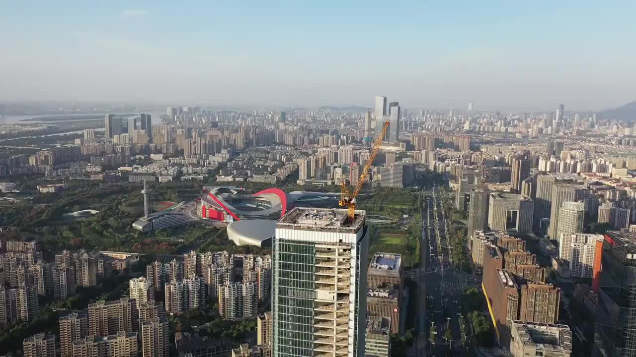 南京河西奥体地区的都市风光视频素材