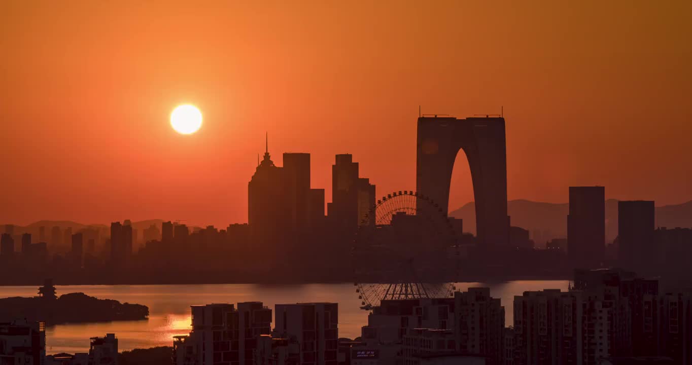 苏州园区日落延时视频素材