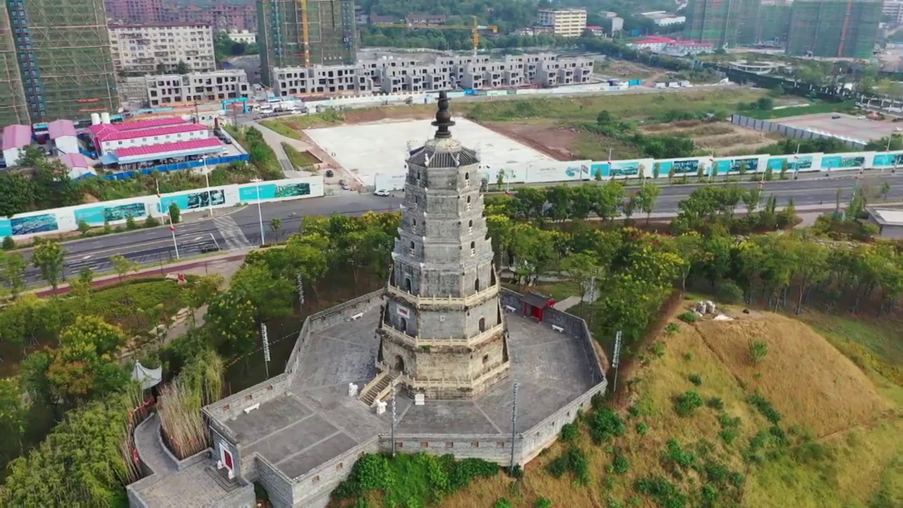 湖南省衡阳市石鼓区来雁塔航拍视频素材