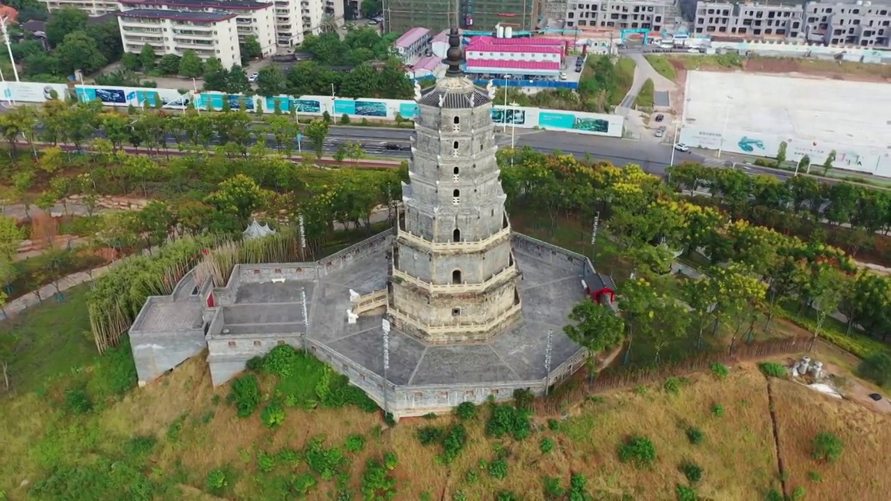 湖南省衡阳市石鼓区来雁塔航拍视频素材