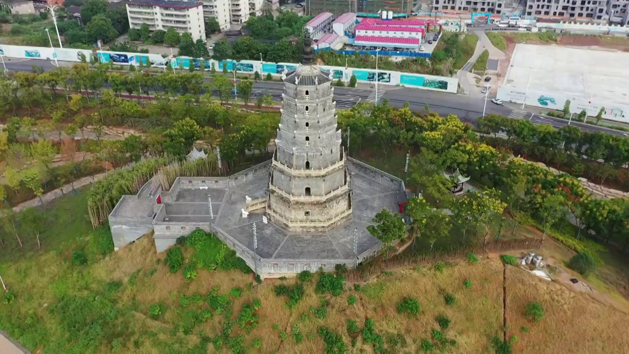 湖南省衡阳市石鼓区来雁塔航拍视频素材