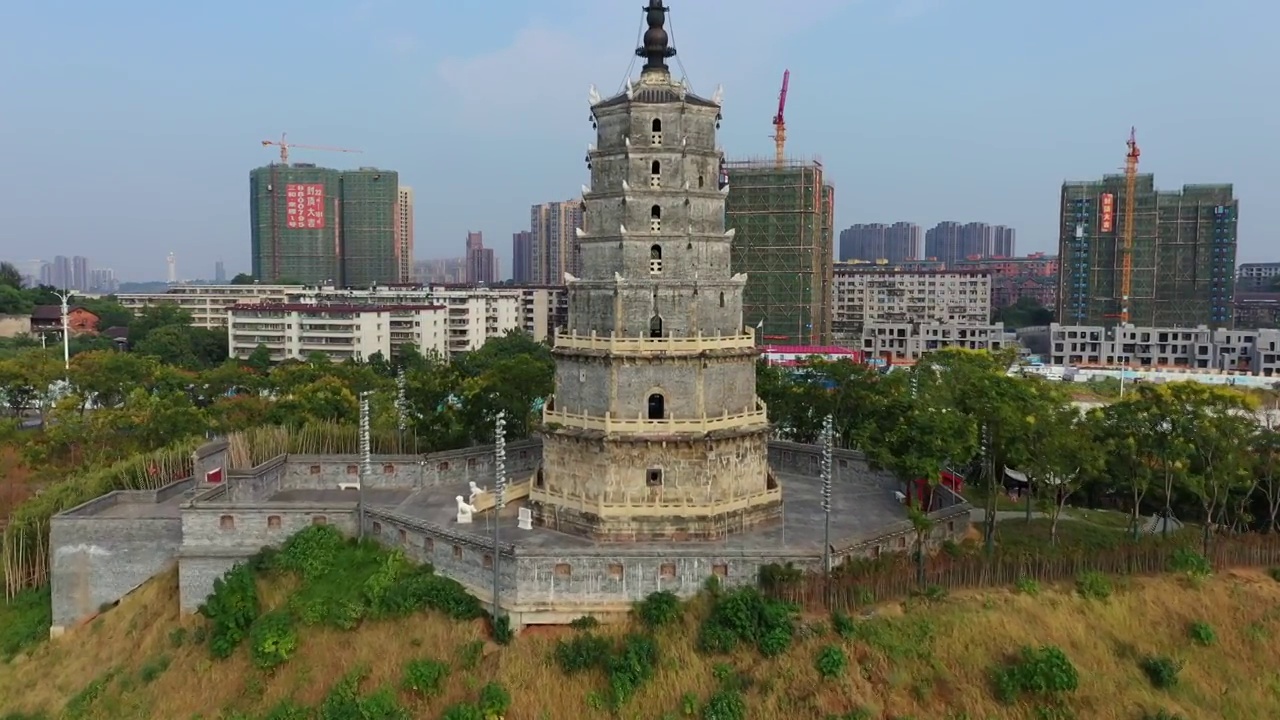 湖南省衡阳市石鼓区来雁塔航拍视频素材