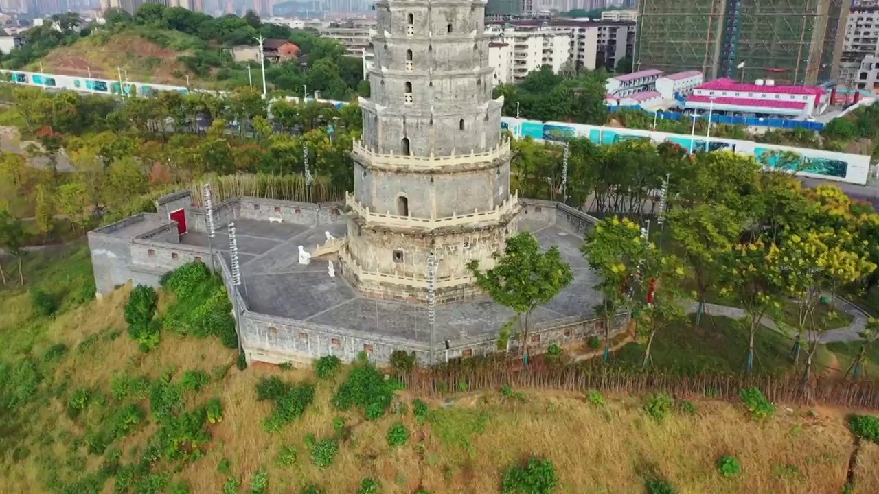 湖南省衡阳市石鼓区来雁塔航拍视频素材