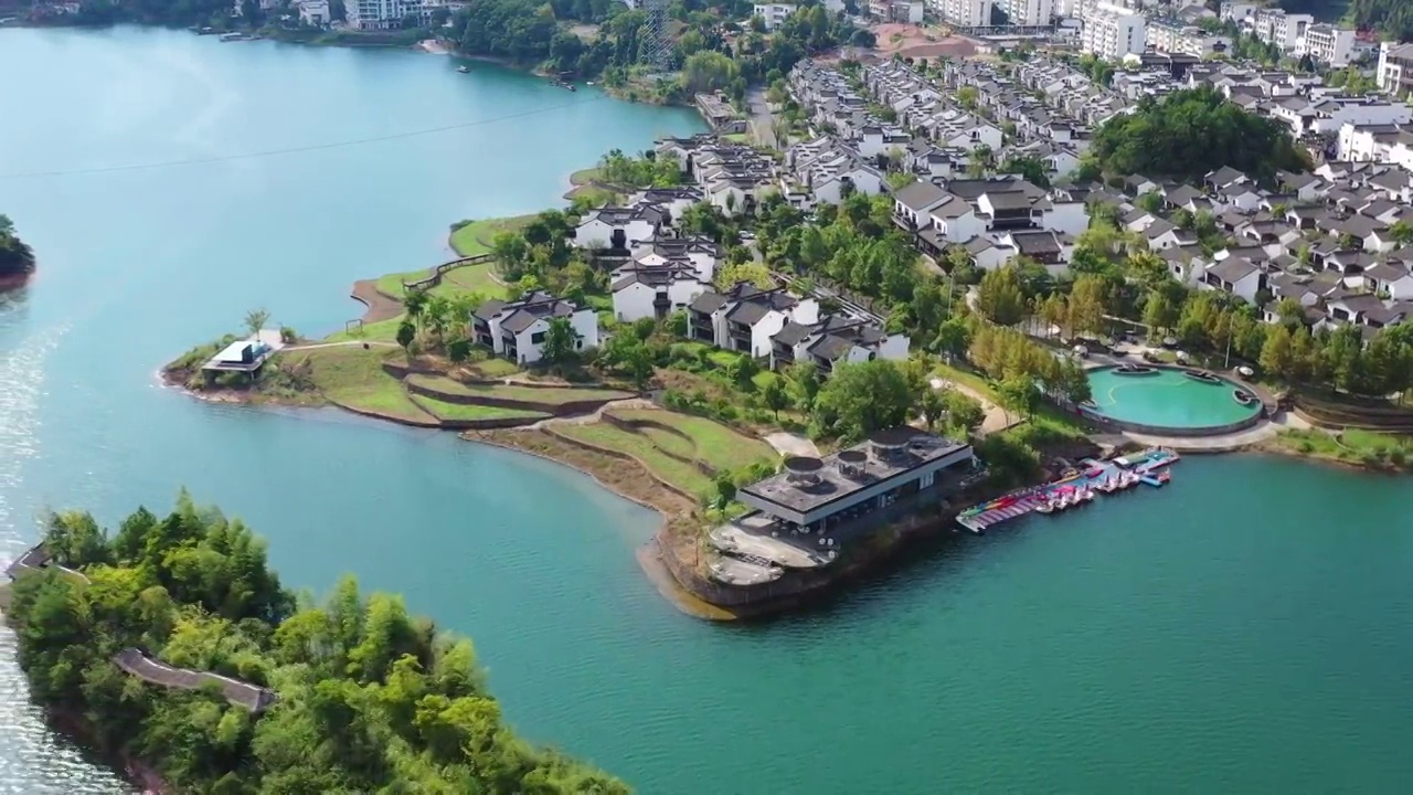 浙江杭州千岛湖文渊狮城视频素材