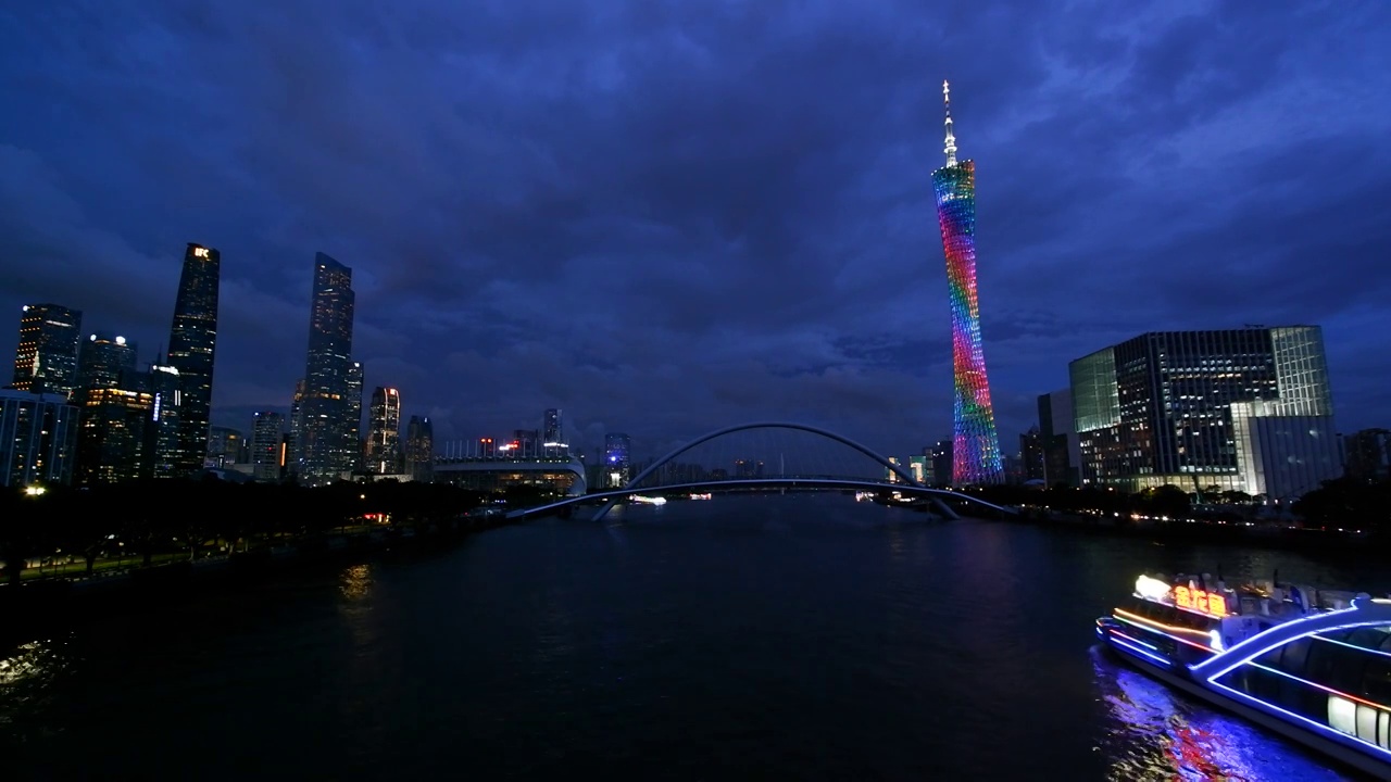 广州珠江夜景视频素材