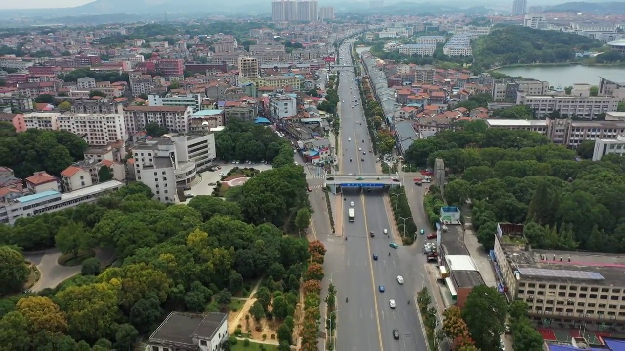 湖南省岳阳市湖南理工学院片区航拍视频素材