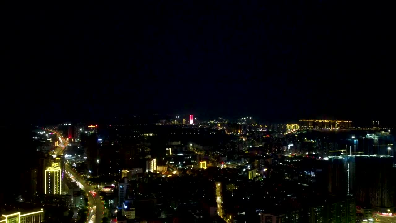 广东省汕尾城市夜景航拍视频视频素材