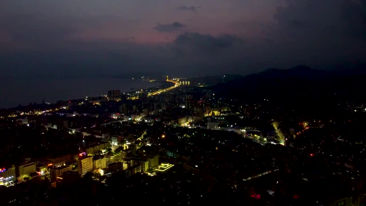 广东省汕尾城市夜景航拍视频视频素材