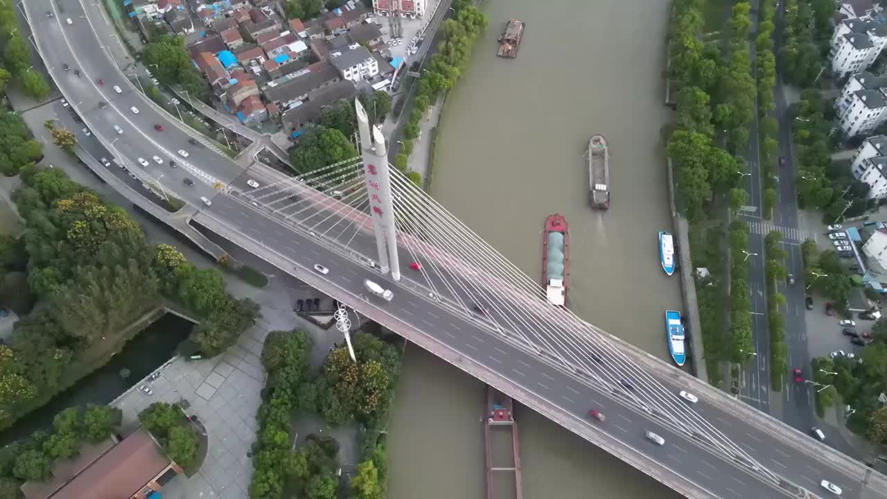 京杭大运河无锡段，运河公园视频素材