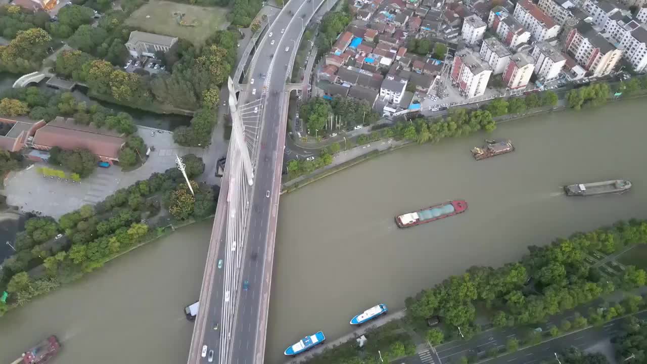 京杭大运河无锡段，运河公园视频素材