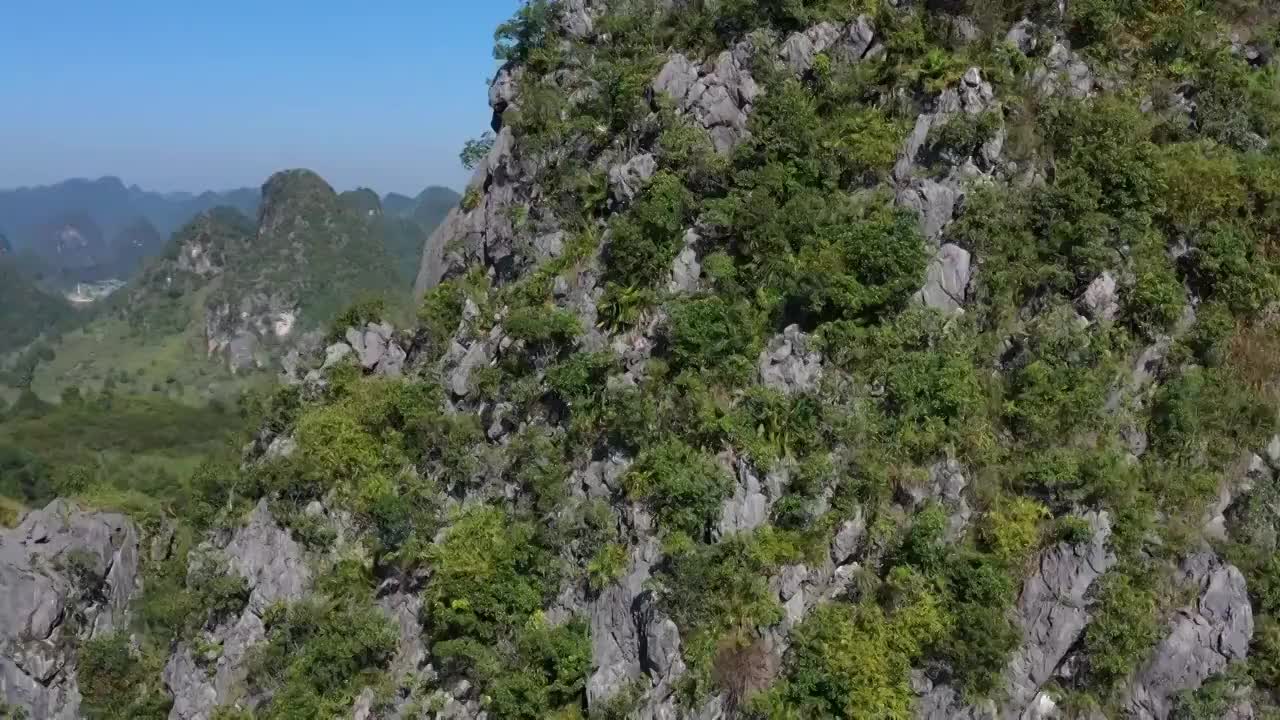 广西靖西喀斯特地貌稻田航拍风光视频素材