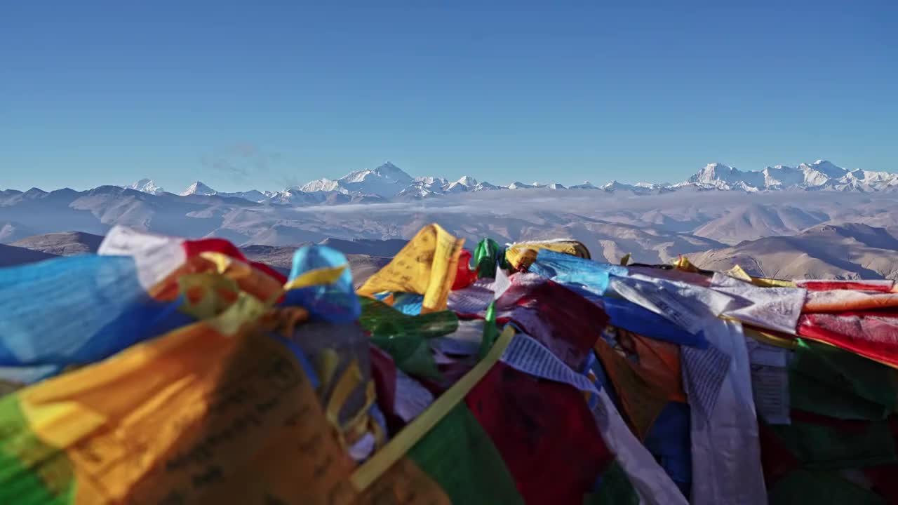 珠峰经幡观景台视频素材