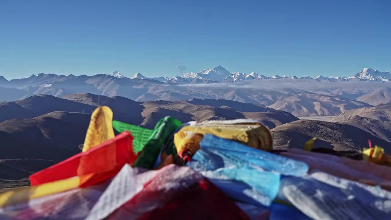 珠峰经幡观景台视频素材