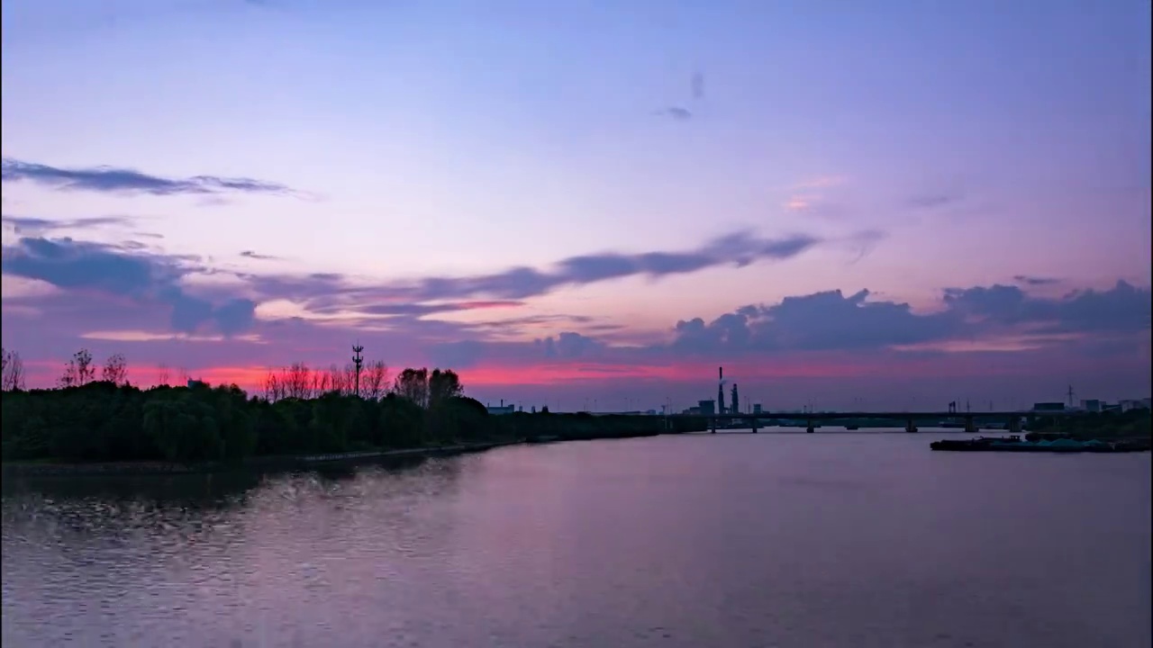 滨水 夕阳 晚霞延时视频素材