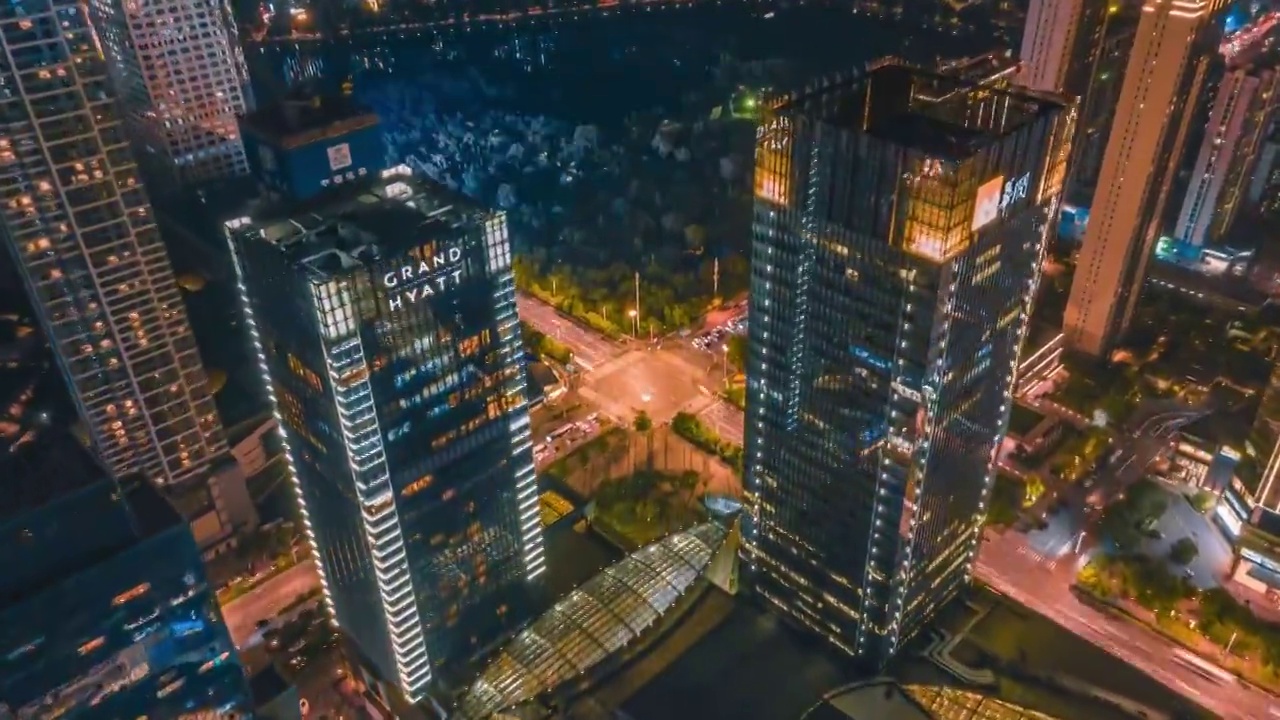 沈阳青年大街商圈延时航拍夜景视频素材