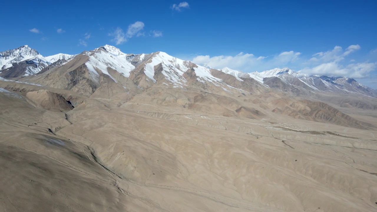 航拍中巴公路旁的雪山群视频素材