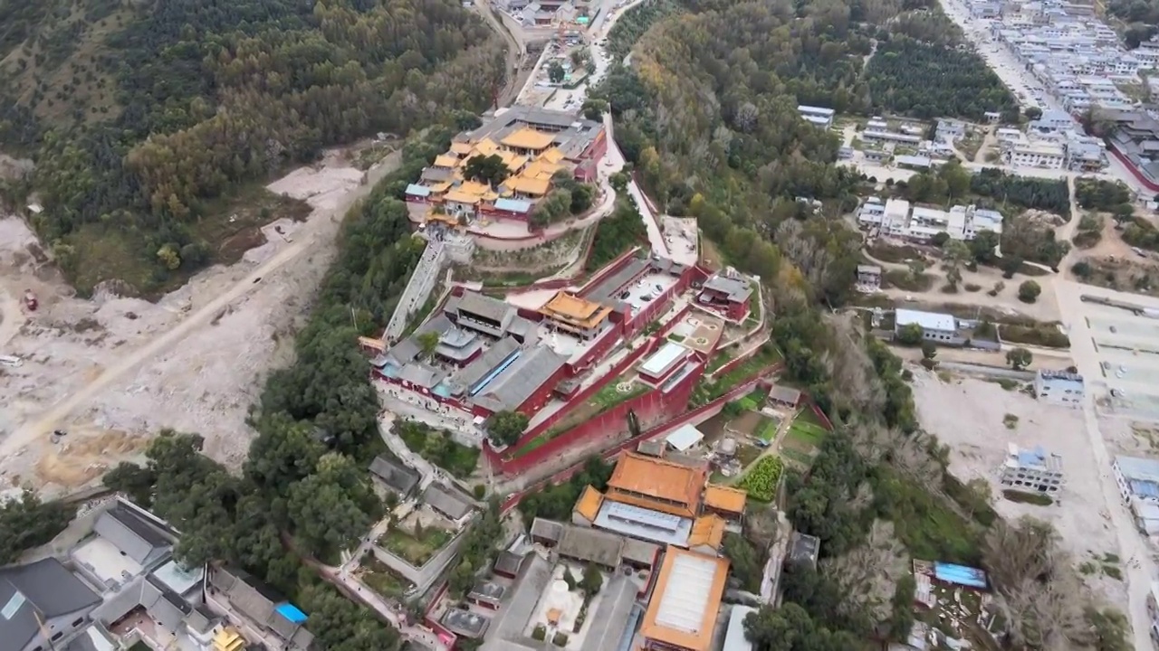 航拍山西五台山文殊寺视频素材