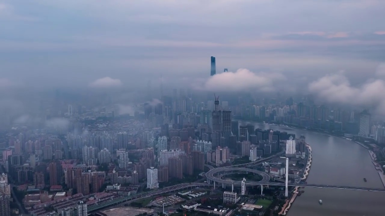 上海平流雾航拍延时视频素材