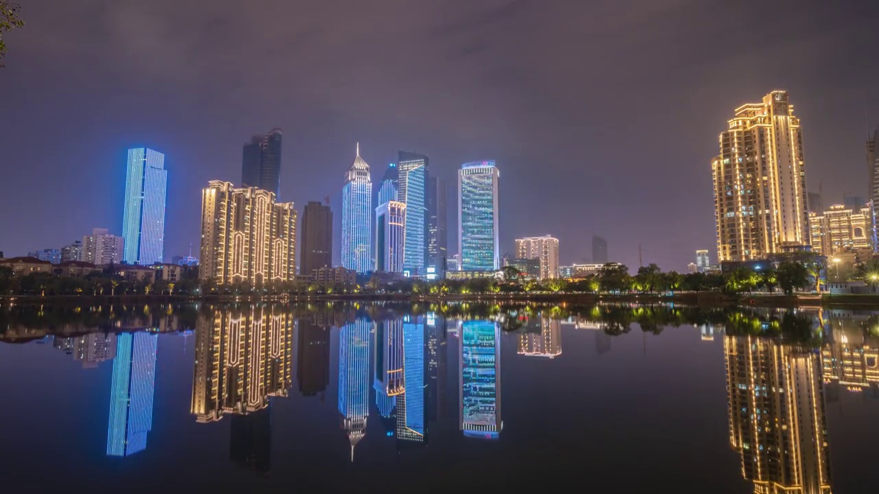 武汉取水楼CBD夜景延时视频素材