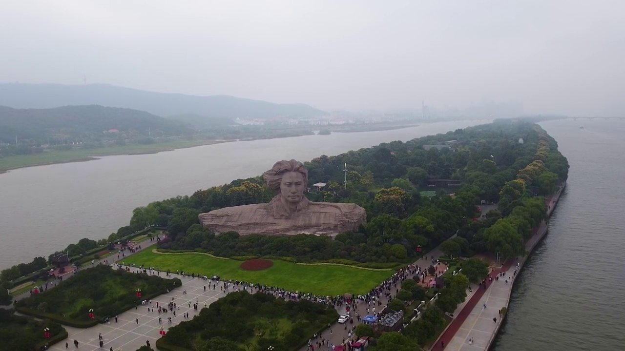 长沙市 岳麓区 橘子洲头 橘子洲景区 湘江 问天台视频素材