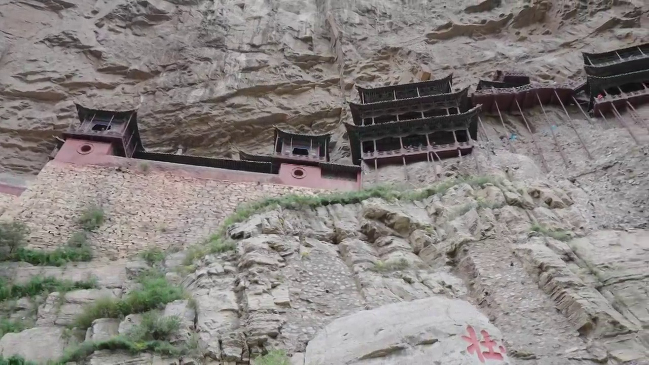 山西恒山悬空寺建筑视频素材