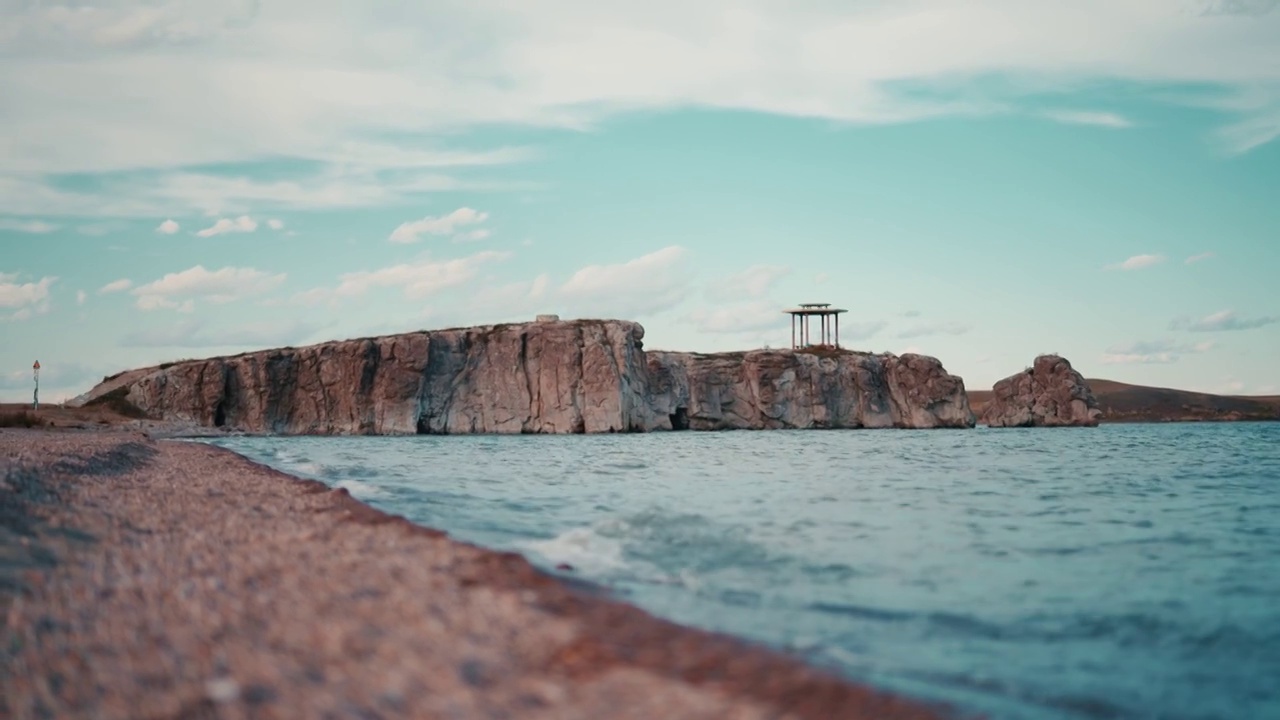 海岸浪花呼伦湖湖泊视频素材