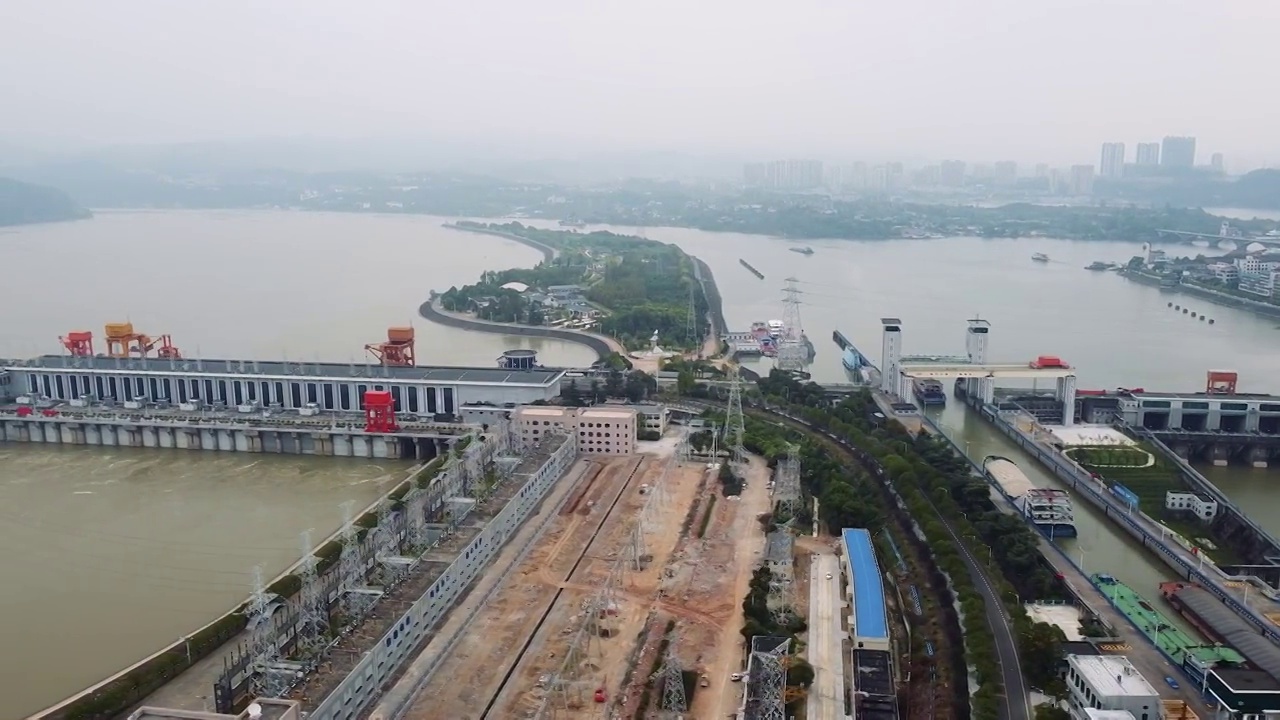 宜昌市 西陵区 葛洲坝船闸景区 葛洲坝 镇平路 长江 水坝视频素材