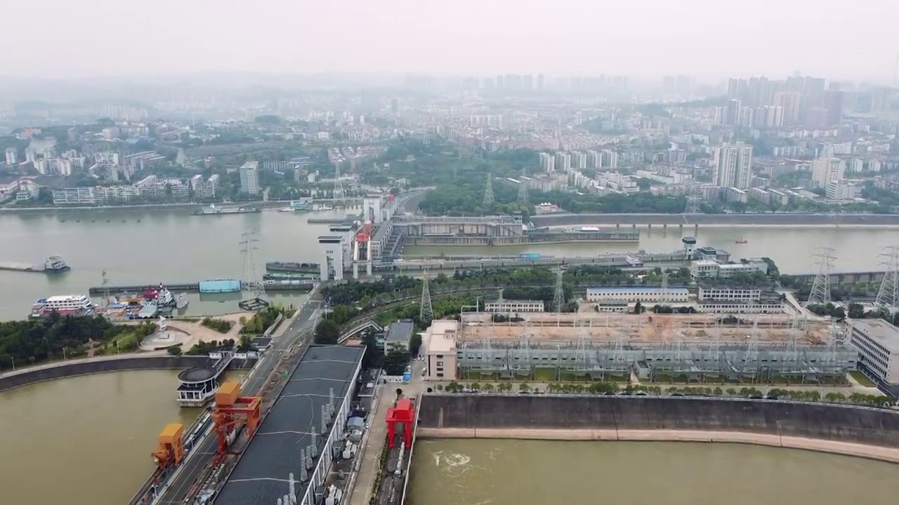 宜昌市 西陵区 葛洲坝船闸景区 葛洲坝 镇平路 长江 水坝视频素材