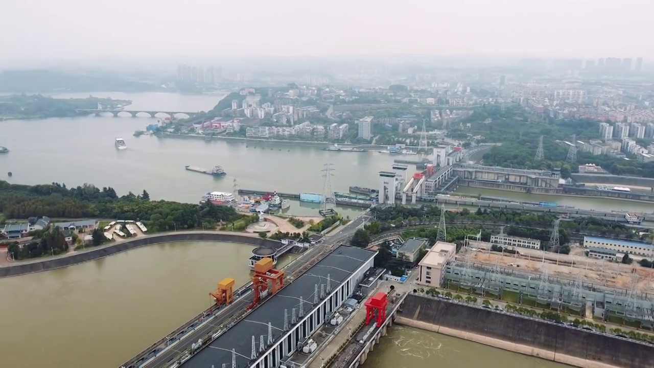 宜昌市 西陵区 葛洲坝船闸景区 葛洲坝 镇平路 长江 水坝视频素材