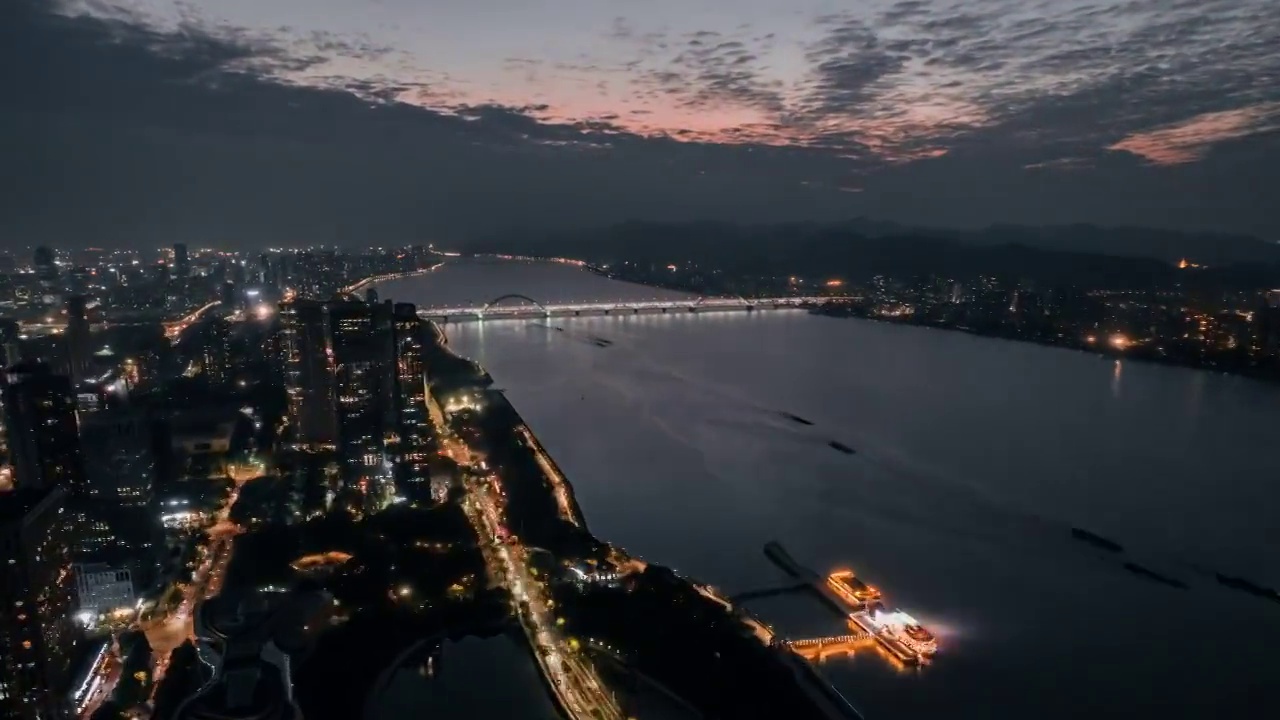 杭州滨江星光大道夜景视频素材