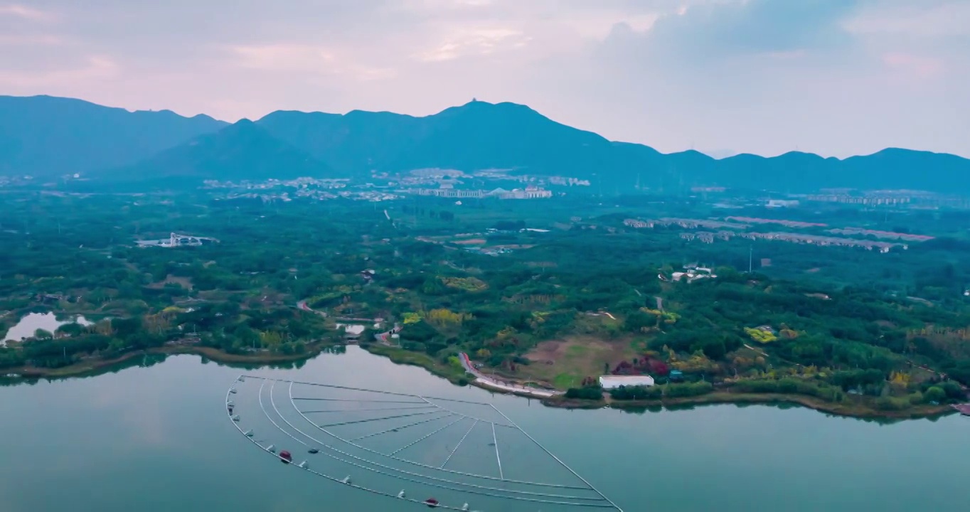 航拍石家庄龙泉湖湿地延时视频素材