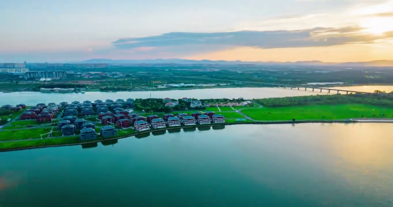 航拍滹沱河湿地延时视频素材