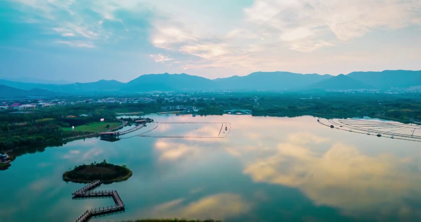 航拍石家庄龙泉湖湿地延时视频素材