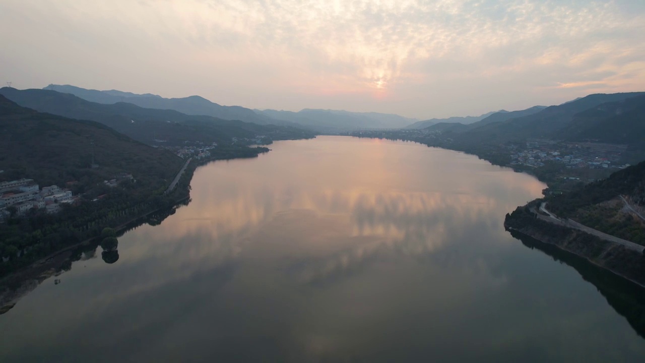 航拍济南锦绣川水库视频素材