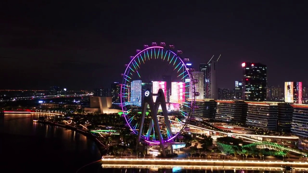 欢乐港湾摩天轮夜景018视频素材