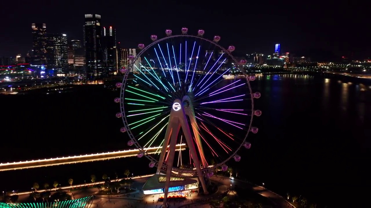 欢乐港湾摩天轮夜景089视频素材