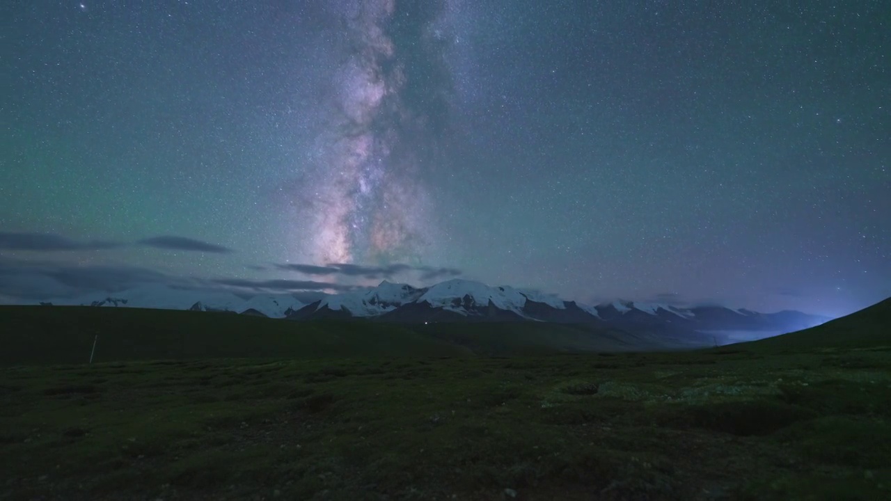 阿尼玛卿流星雨银河延时视频素材