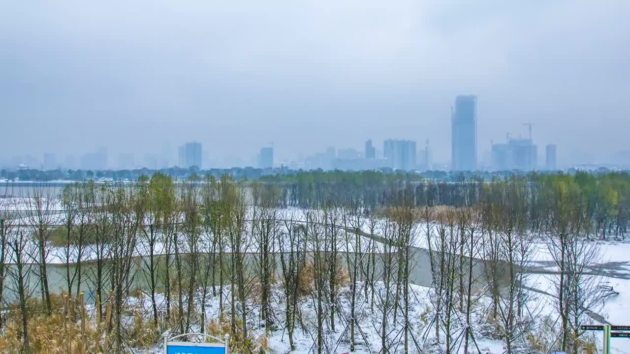 长沙市湘江雪景  2视频素材