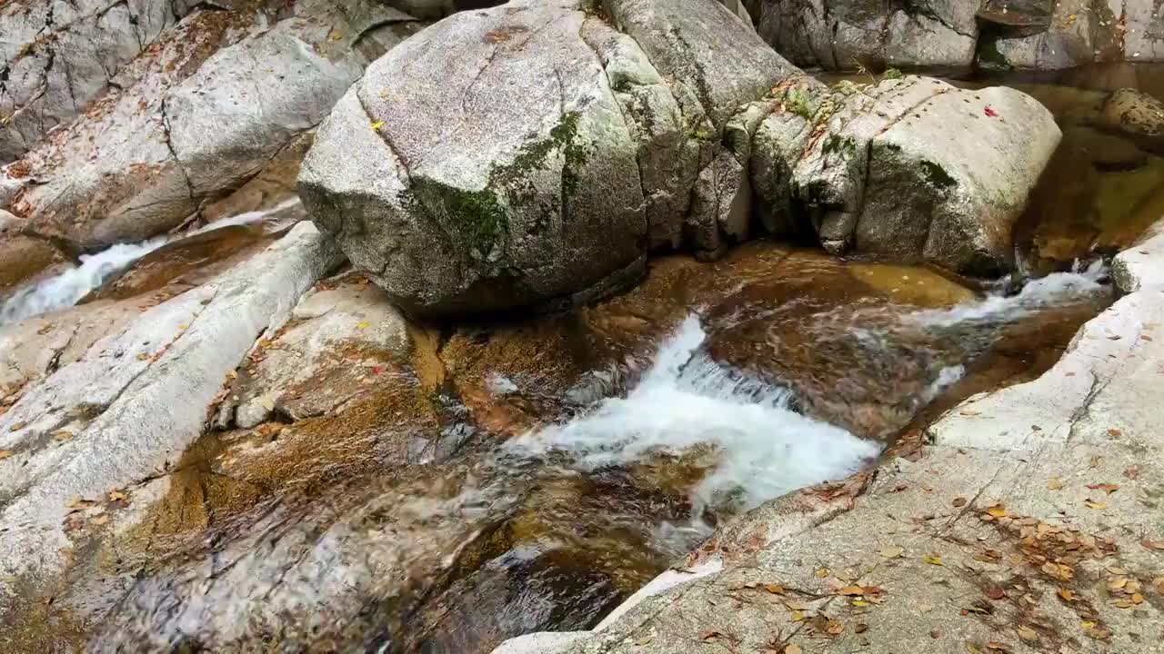 中国四川省巴中市南江县光雾山十八月潭风景区红叶视频素材