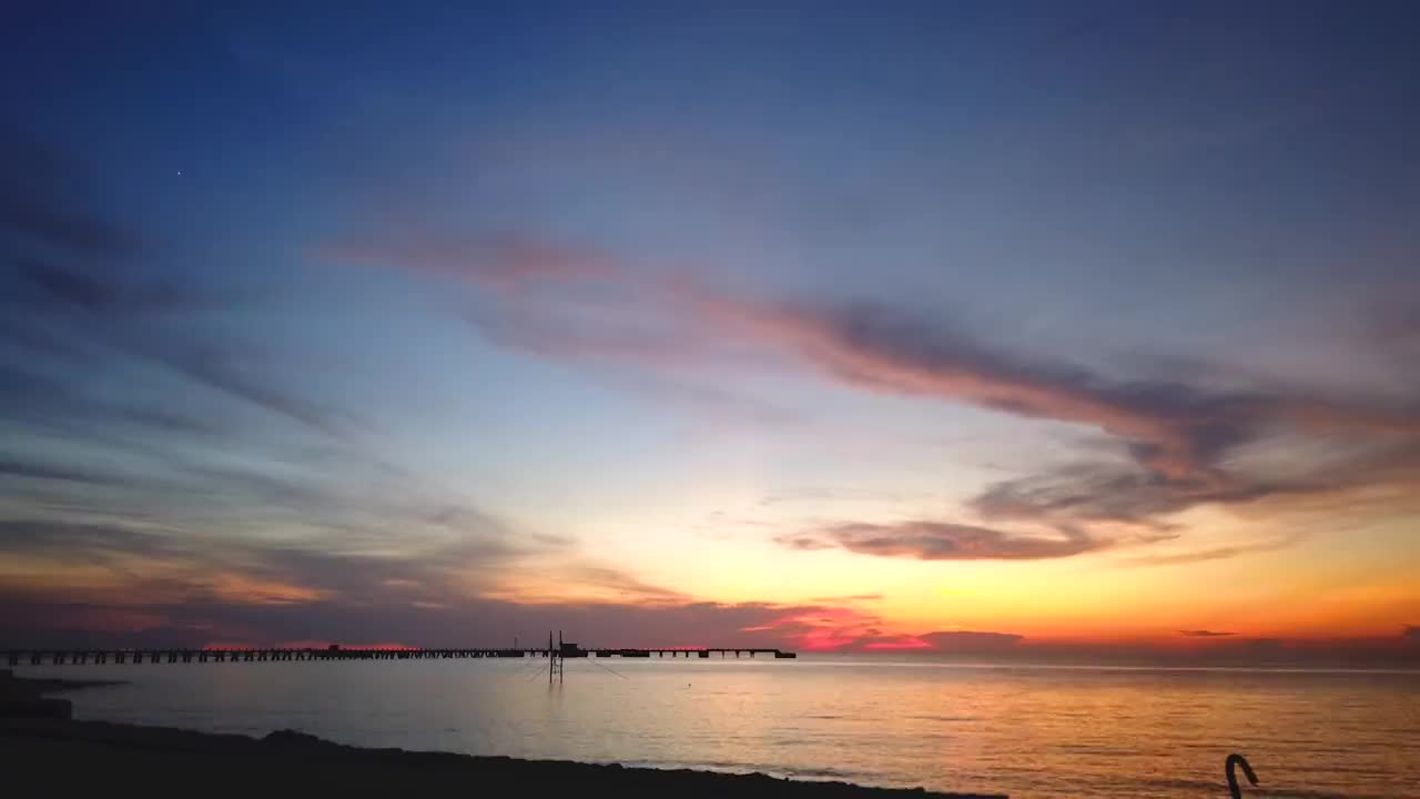 广西北海海边延时日落夕阳视频素材