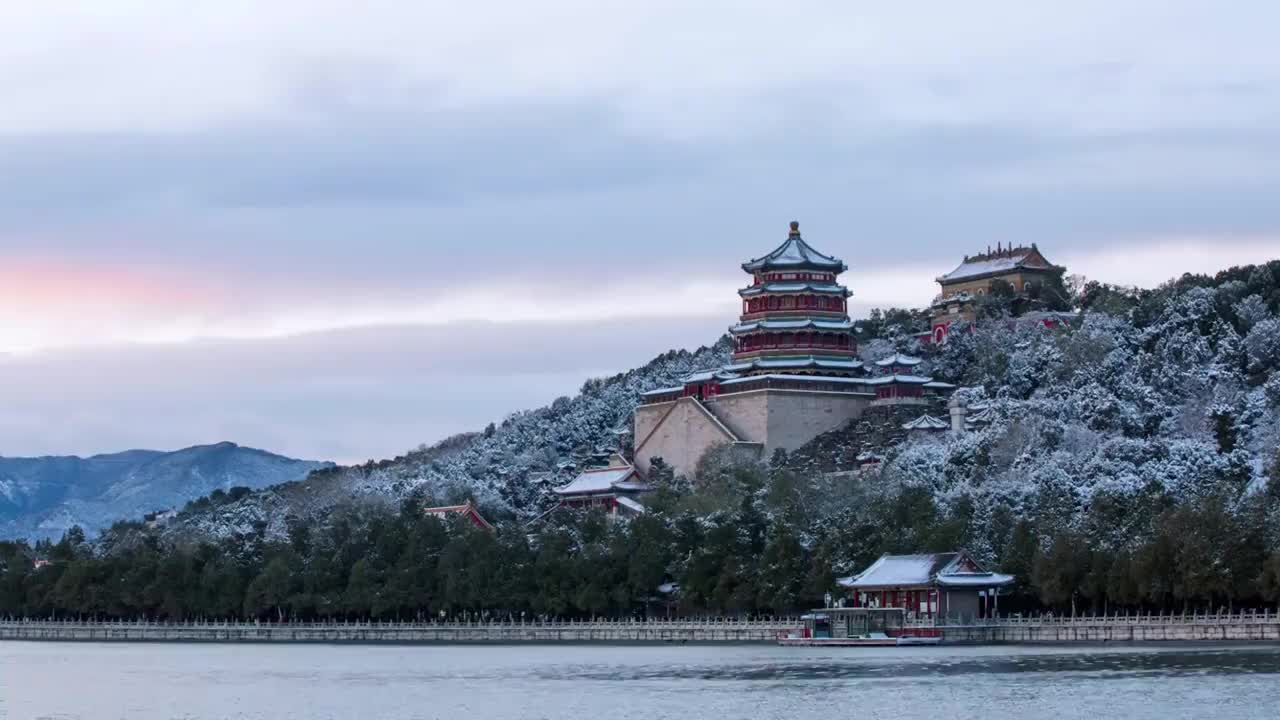 颐和园下雪了视频素材