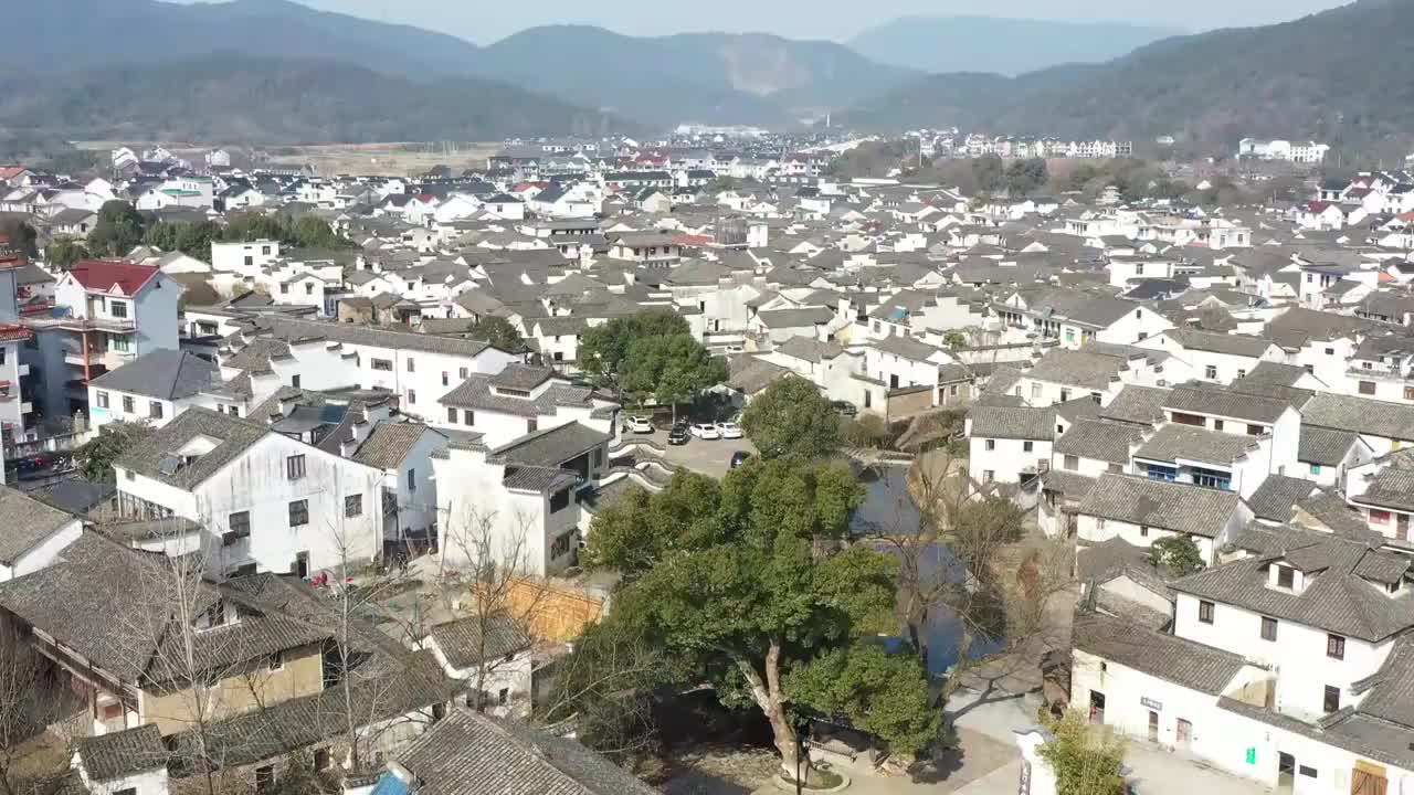 浙江杭州：航拍龙门古镇视频素材