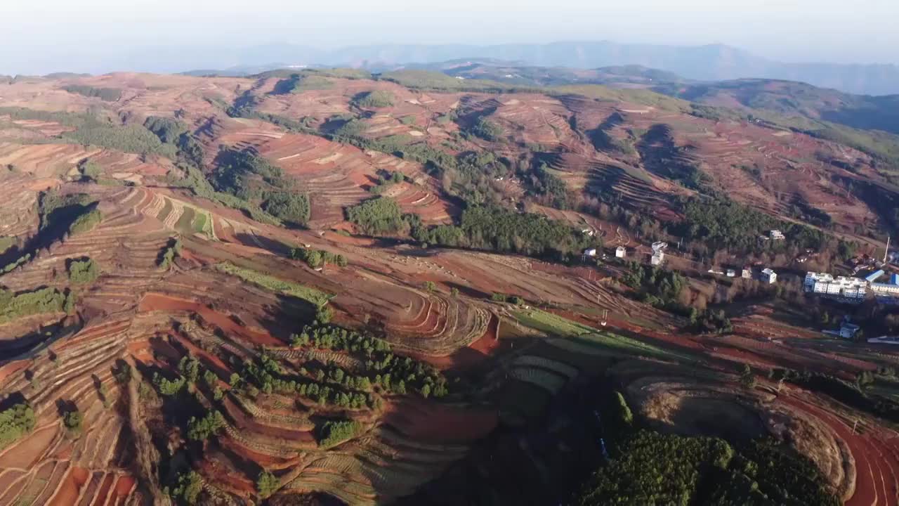 云南东川红土地航拍全景视频素材