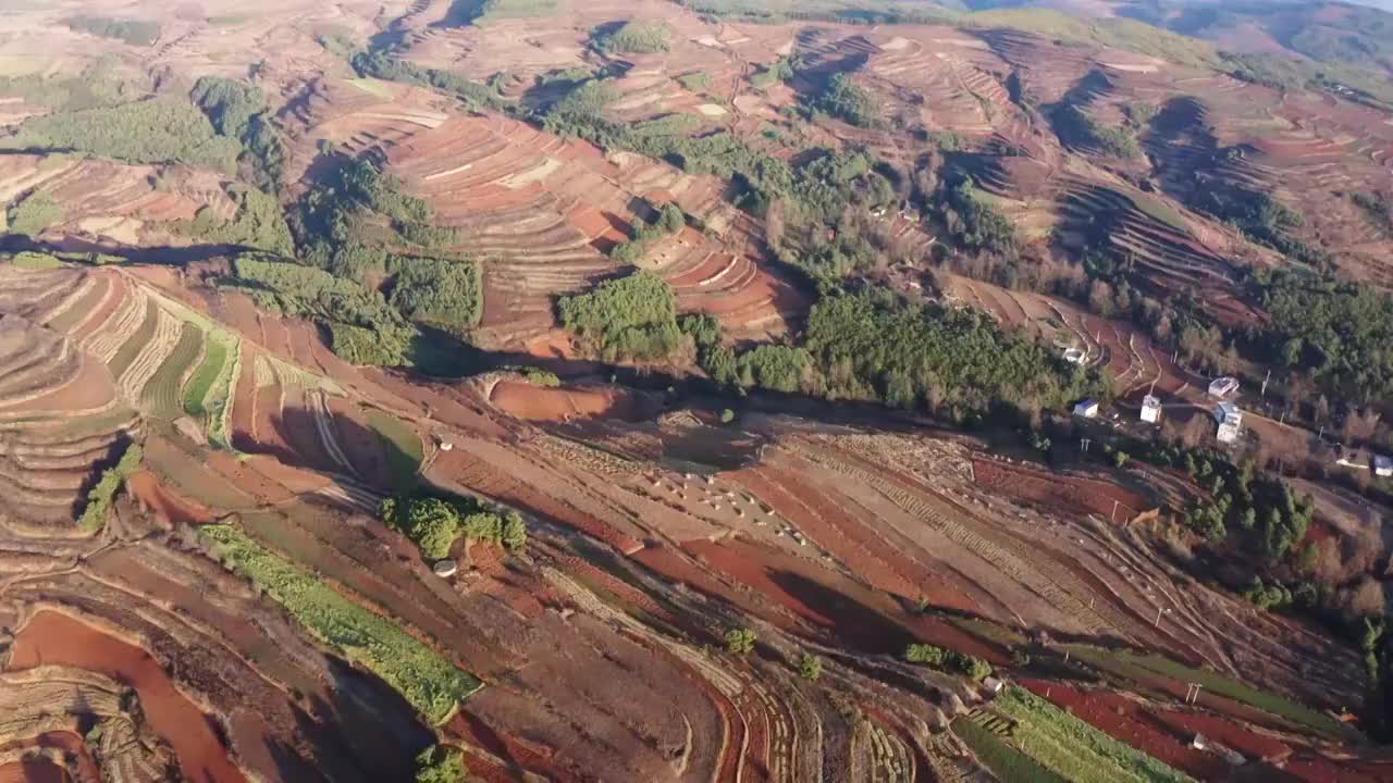 云南东川红土地航拍全景视频素材