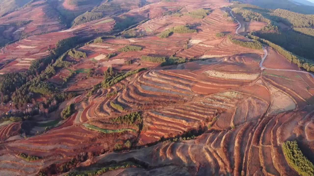 云南东川红土地航拍全景视频素材