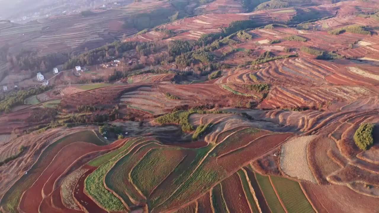 云南东川红土地航拍全景视频素材